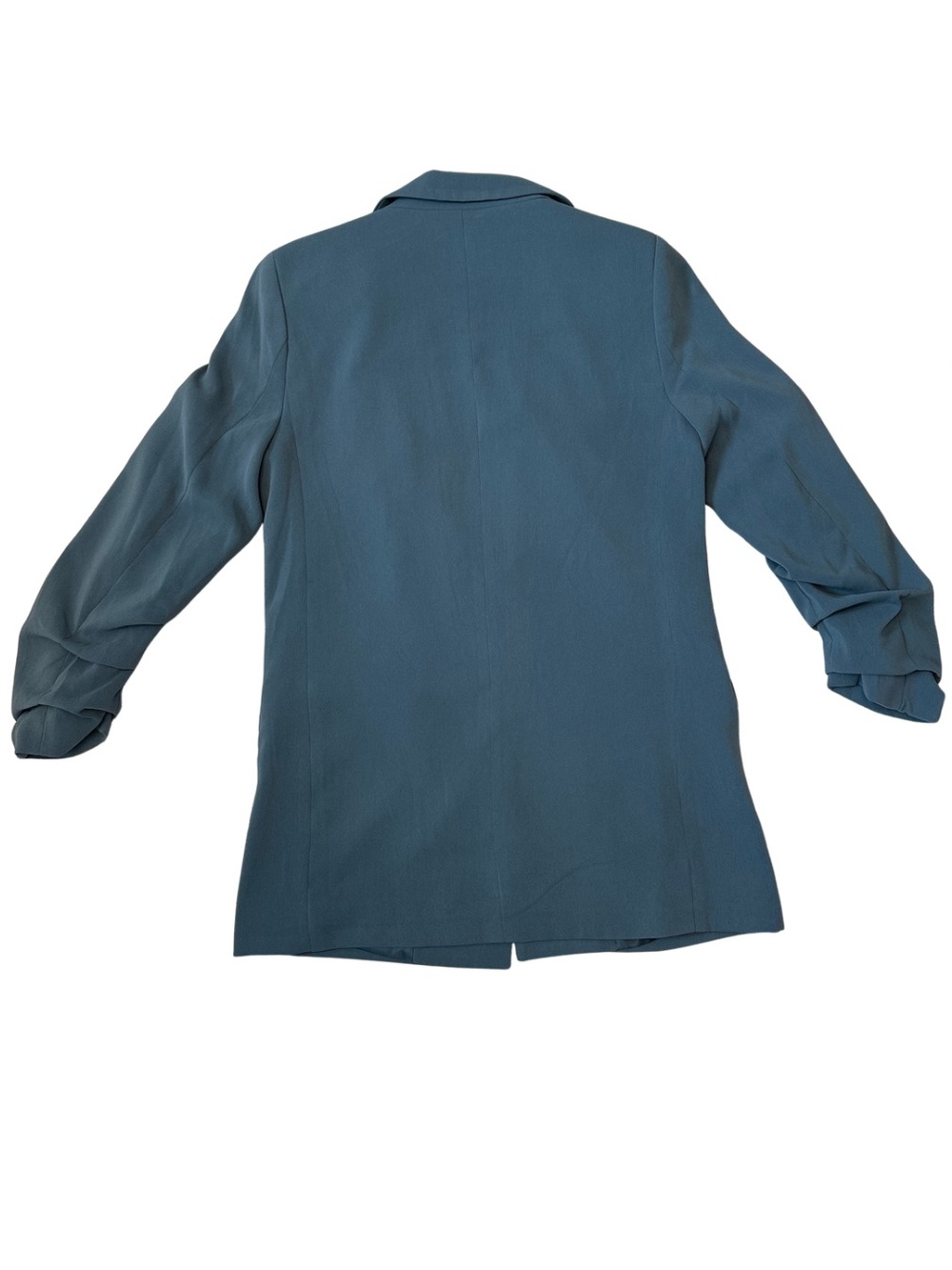 Tahari T Women’s Small Slate Blue Ruched Sleeve Open Front Blazer Jacket Office - Picture 3 of 8